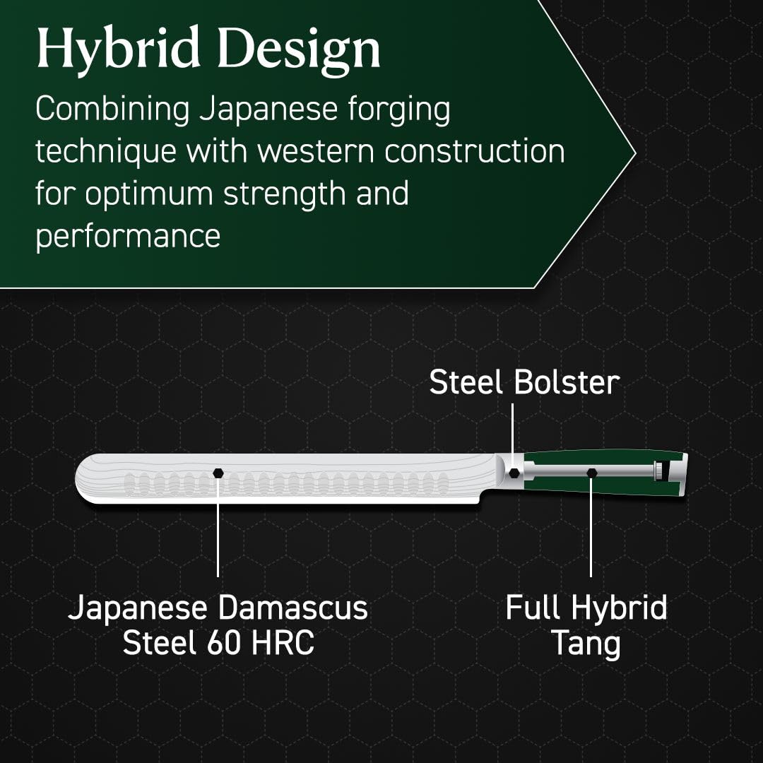 HexClad stainless-steel fork 2-pronged grips meat securely for neat, even slices.