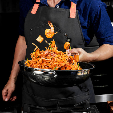Dishwasher-friendly HexClad Wok for simple cleanup after cooking.