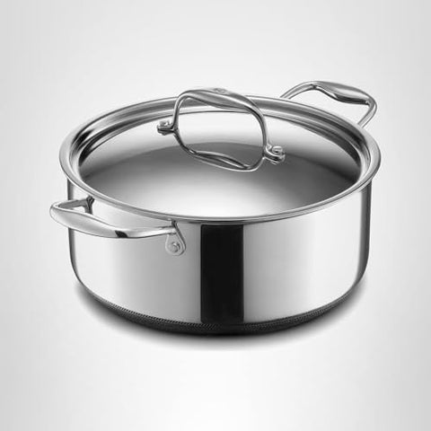 HexClad 5-qt oven-safe to 900°F for high-heat finishing.