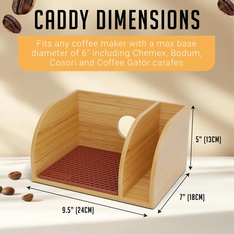 HEXNUB Bamboo Caddy Bodum carafe fit keeps your pour-over station tidy and accessible.