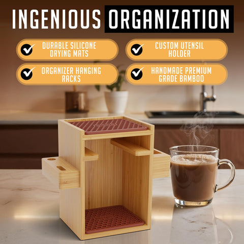HEXNUB coffee filter holder keeps essentials accessible during morning routines