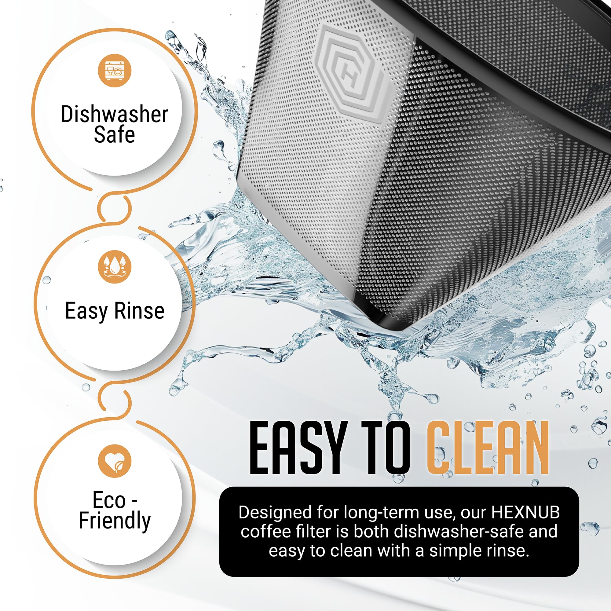 Eco-friendly HEXNUB filter reduces paper waste with every brew in your kitchen.