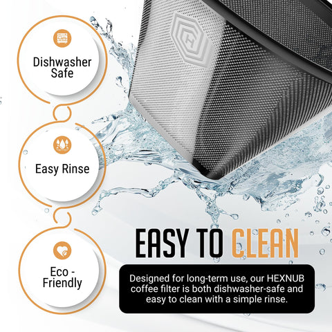 Eco-friendly HEXNUB filter reduces paper waste with every brew in your kitchen.