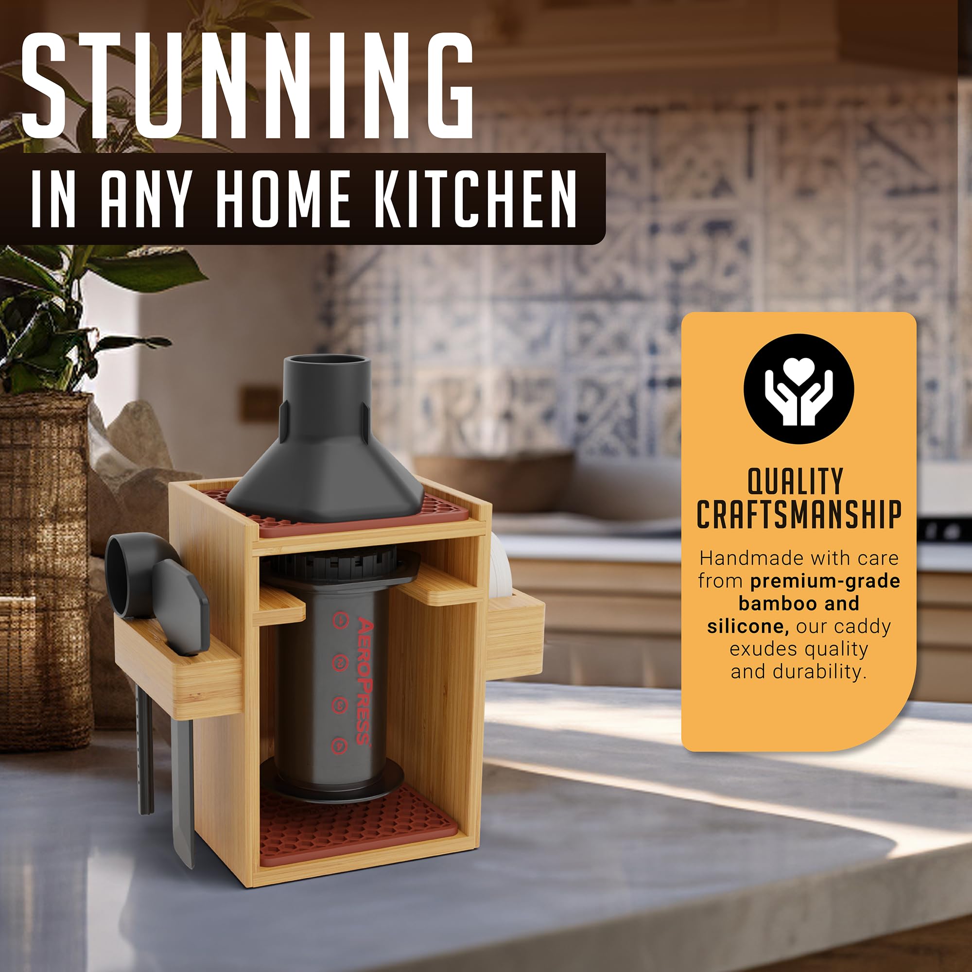 HEXNUB handmade bamboo craftsmanship adds warmth and durability to any kitchen