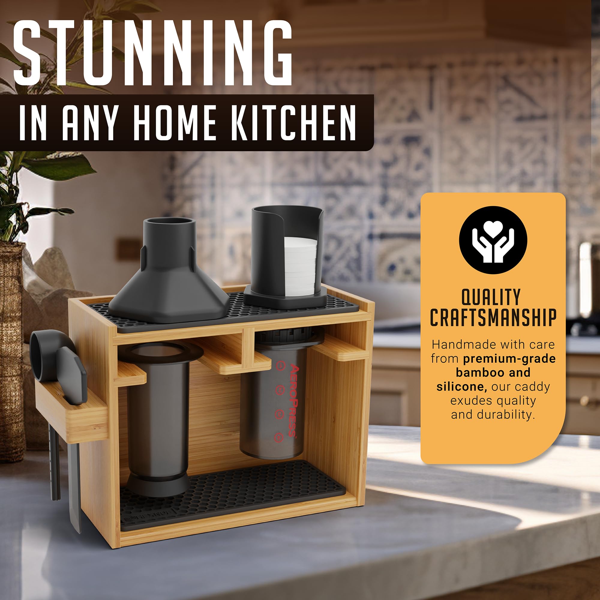 HEXNUB kitchen or office coffee station ready for use.