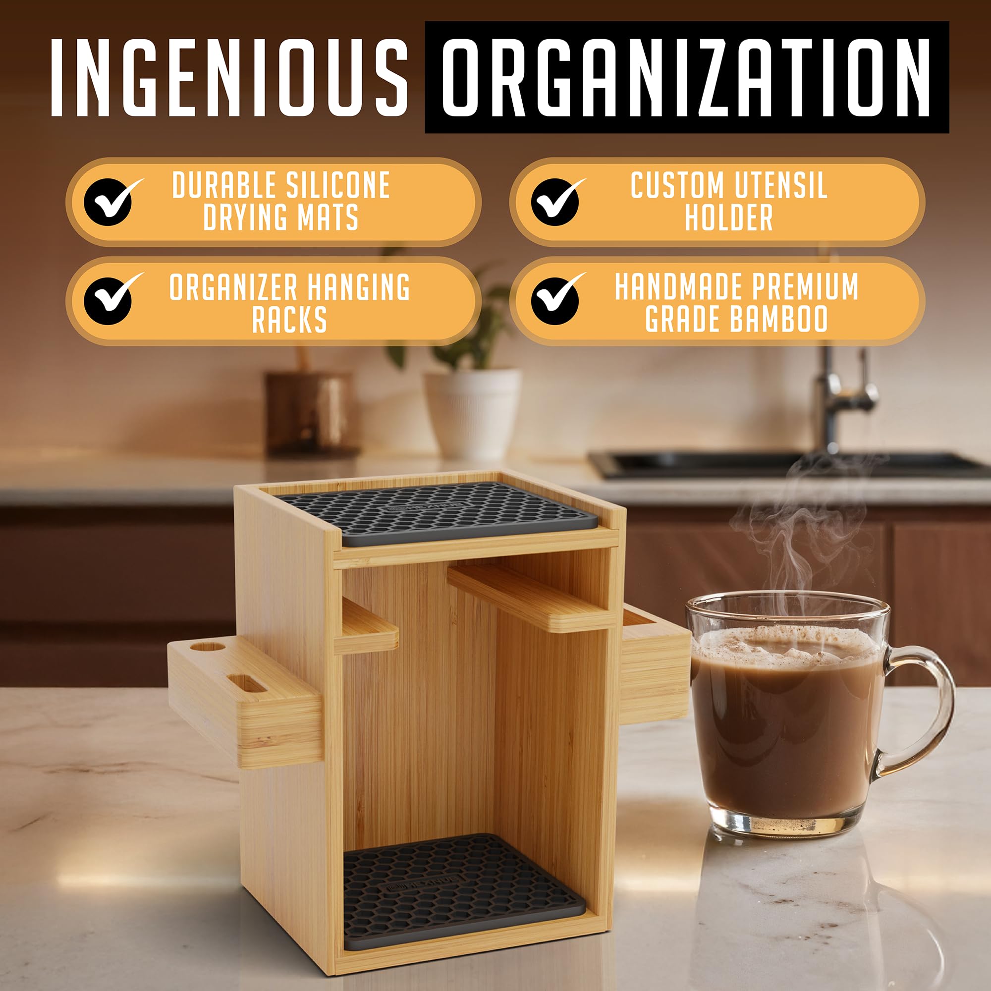 HexNUB silicone mats protect counters from spills during brewing