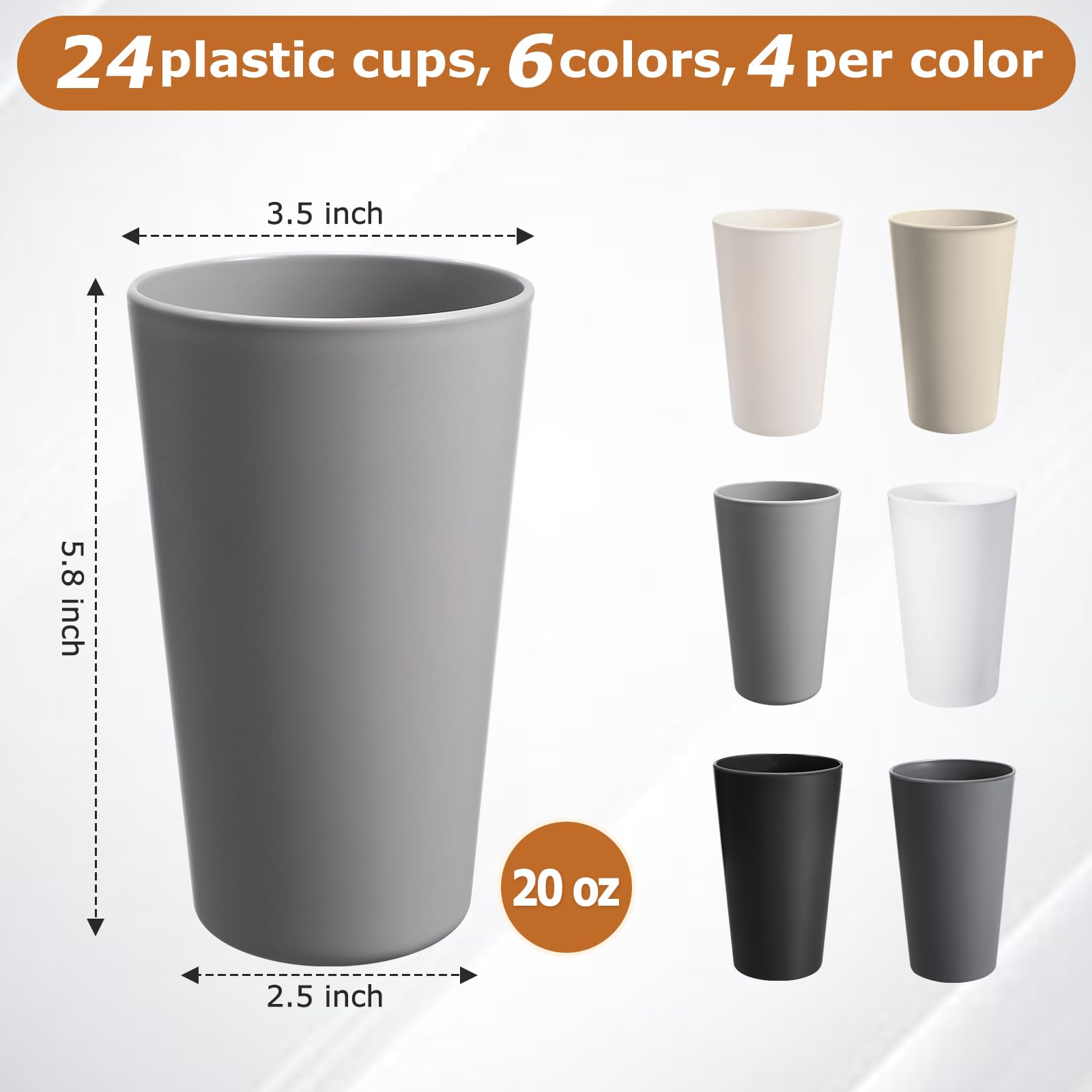 HEYCOME 20oz plastic cups stackable design for kitchen and parties.