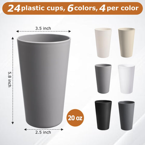 HEYCOME 20oz plastic cups stackable design for kitchen and parties.