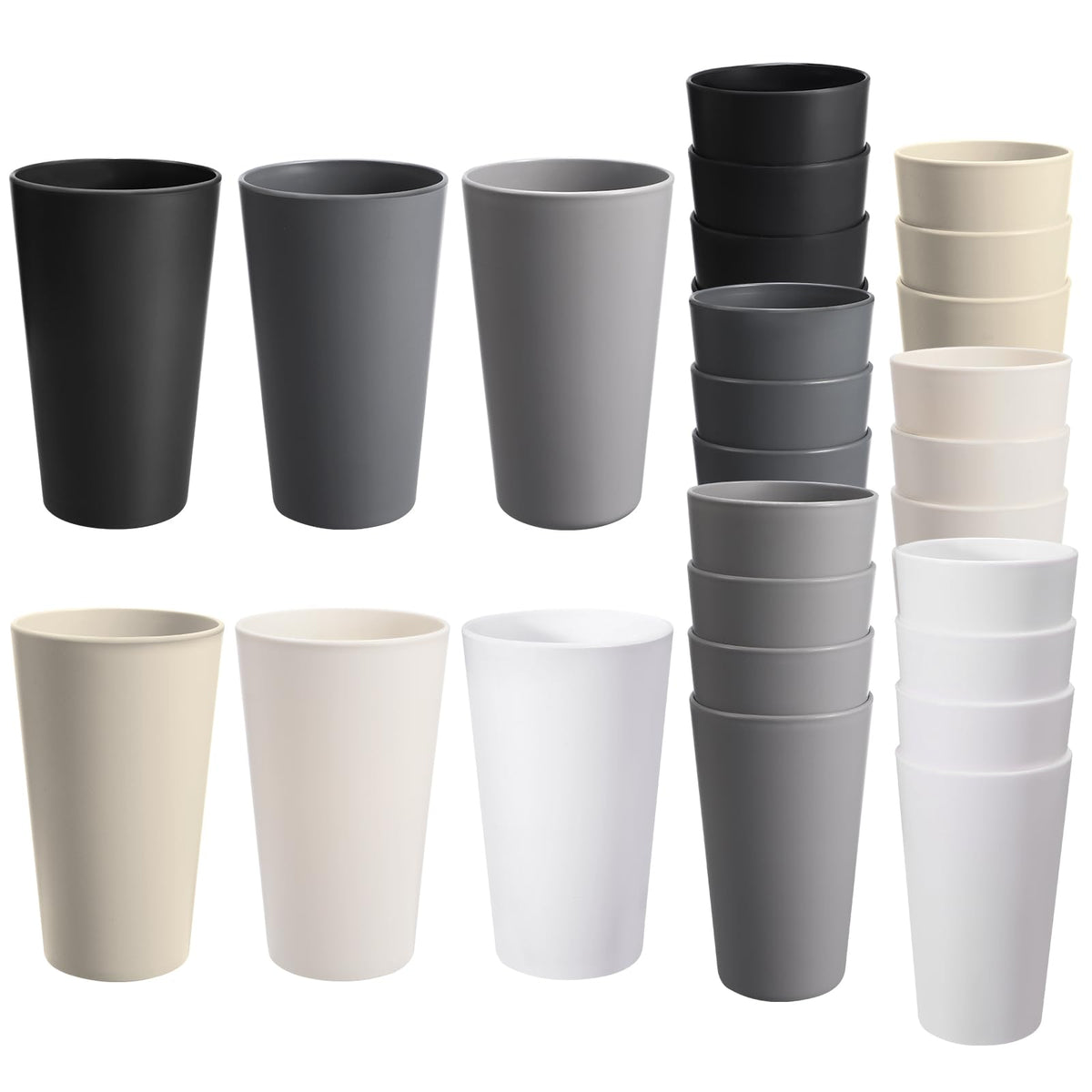 HEYCOME 24pc unbreakable cups set for home and outdoor use.