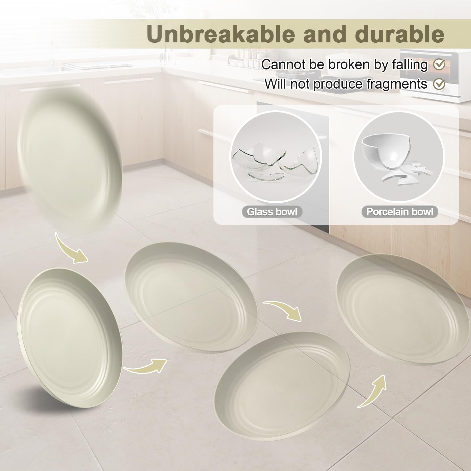 HEYCOME microwave-safe plate in beige suitable for quick reheating.