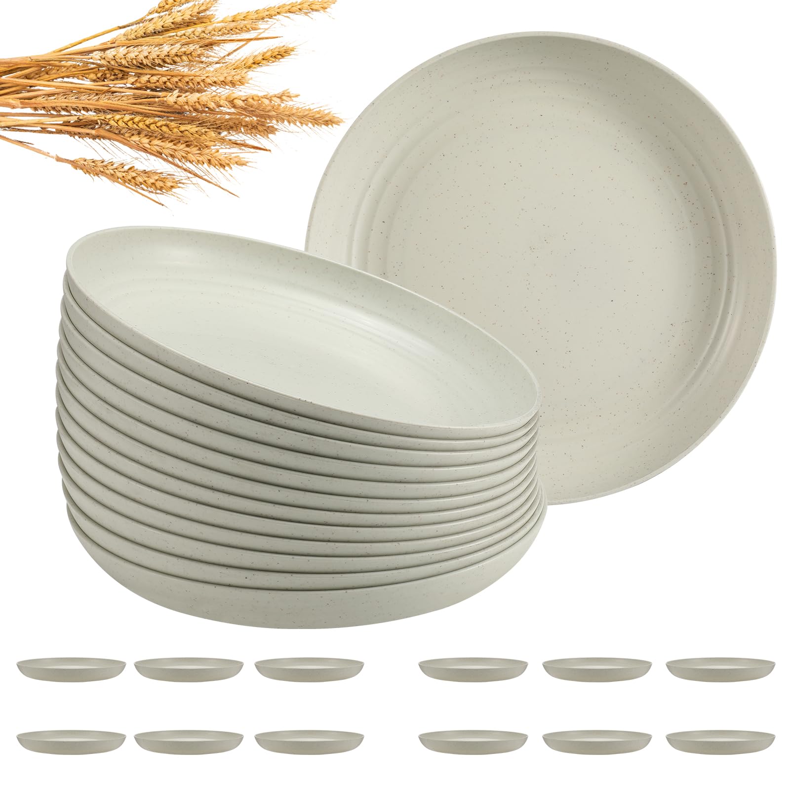 HEYCOME unbreakable deep dinner plate, 10-inch beige, ideal for daily family meals.