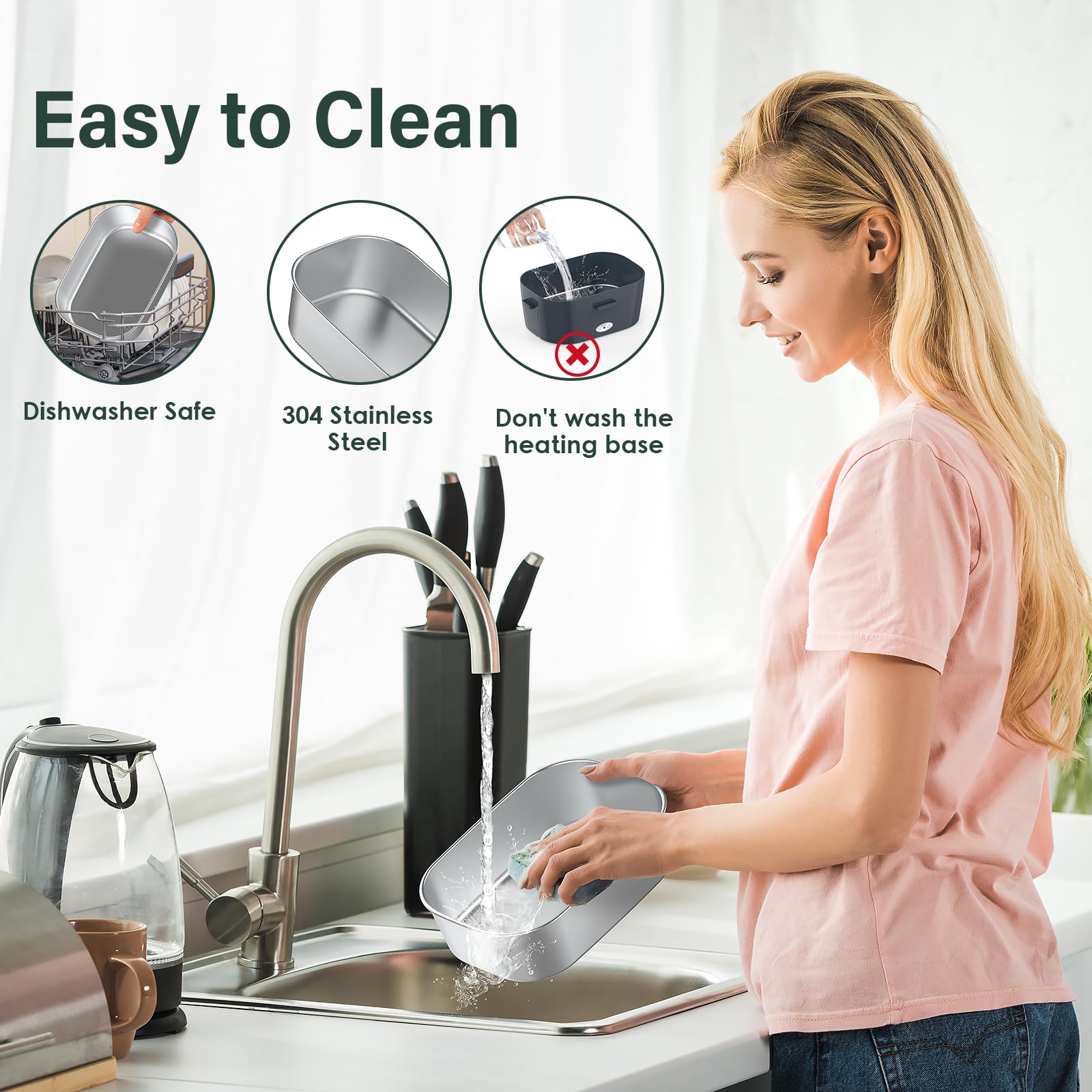 Heyfavor 1.5L stainless steel container for easy cleaning and freshness