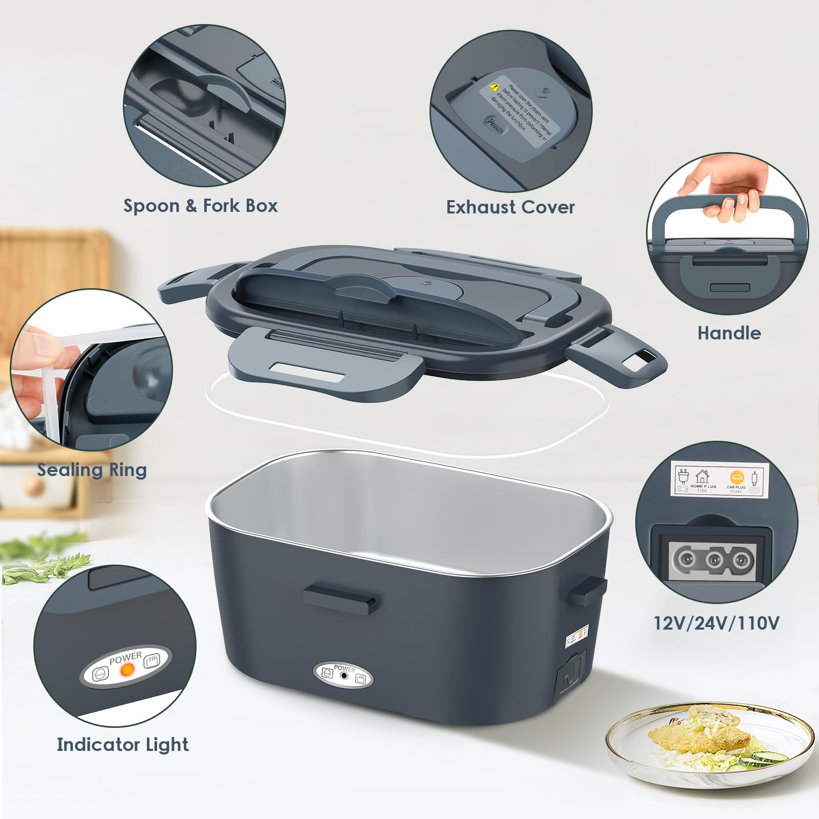 Heyfavor includes stainless steel fork and spoon for convenient meals.
