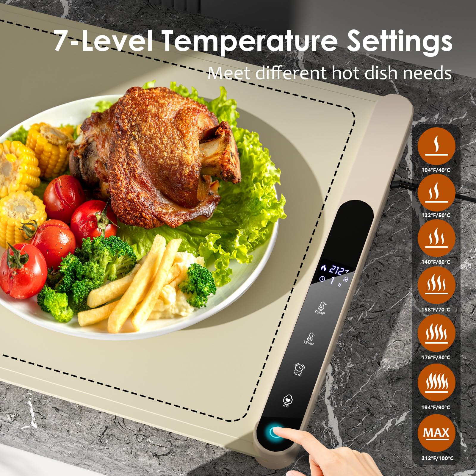Heyfavor warming mat with 7 heat levels and 6 timers for flexible warming