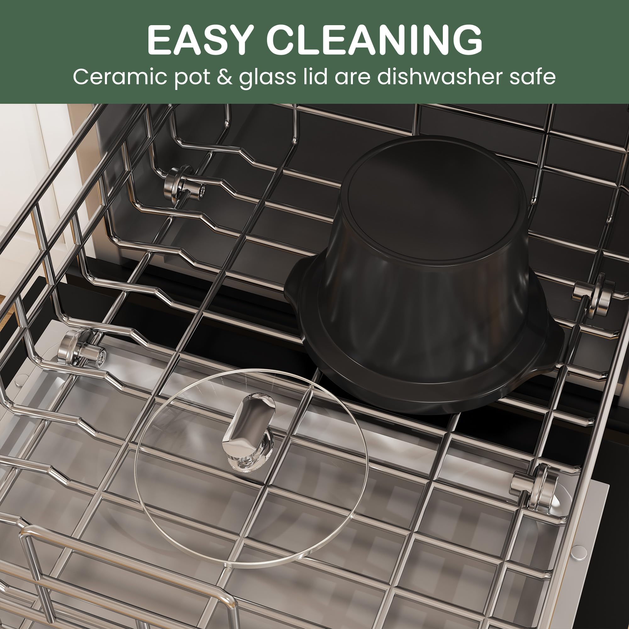 HEYNEMO 2qt slow cooker anti-slip feet keep it stable on tables.