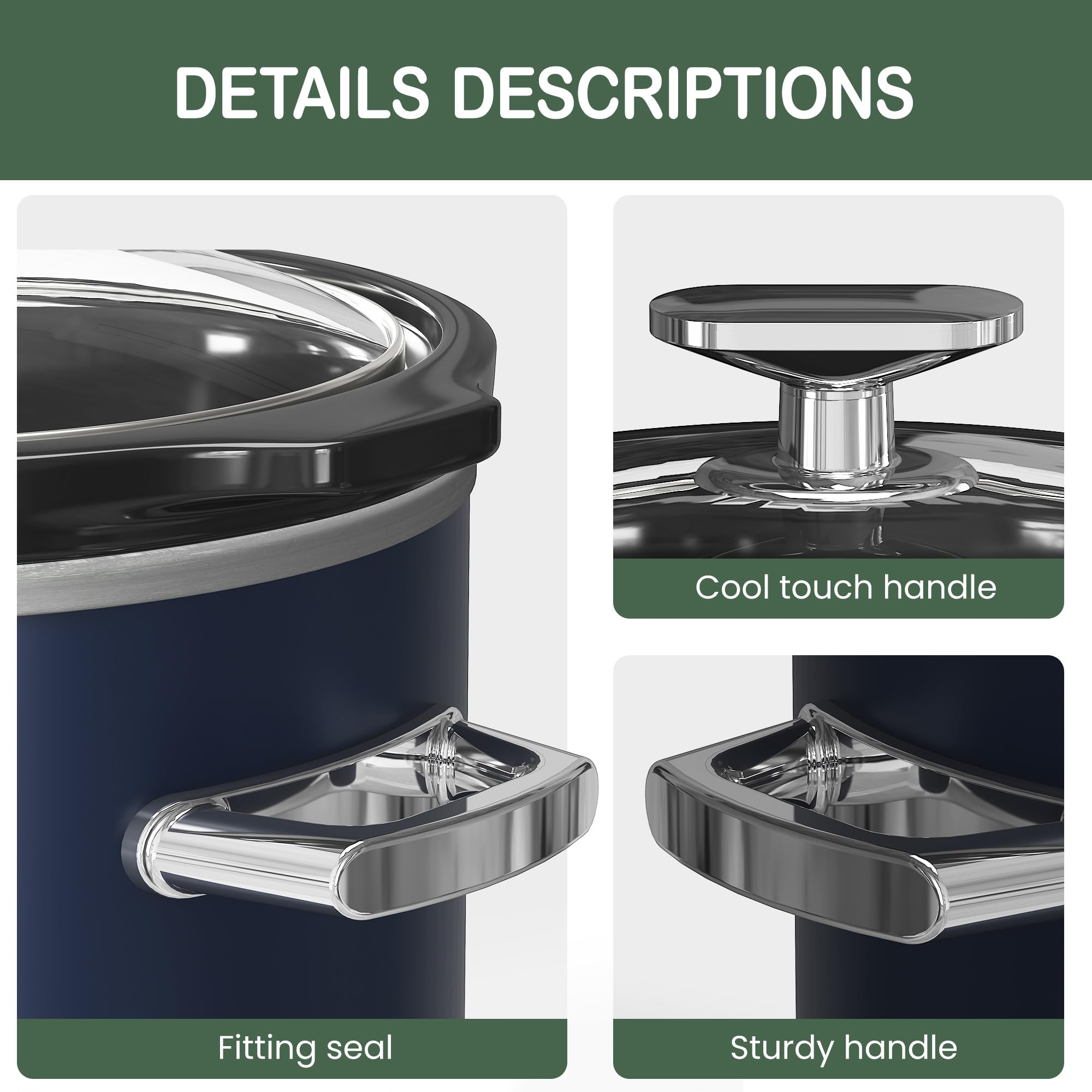 HEYNEMO 2qt slow cooker control knob provides clear Low, High, and Warm options.