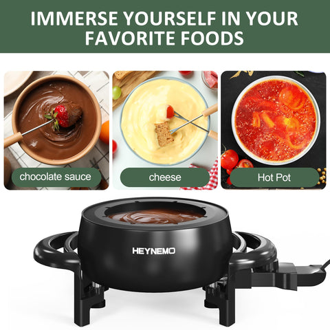 HEYNEMO ample 3qt capacity ideal for cheese chocolate and dips during a party.