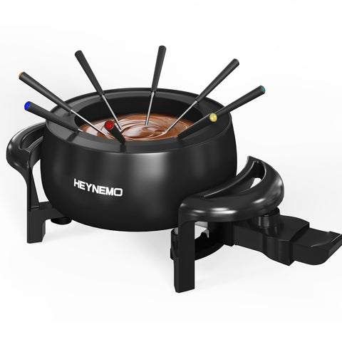 HEYNEMO electric fondue pot front view with 3qt capacity for shared desserts.