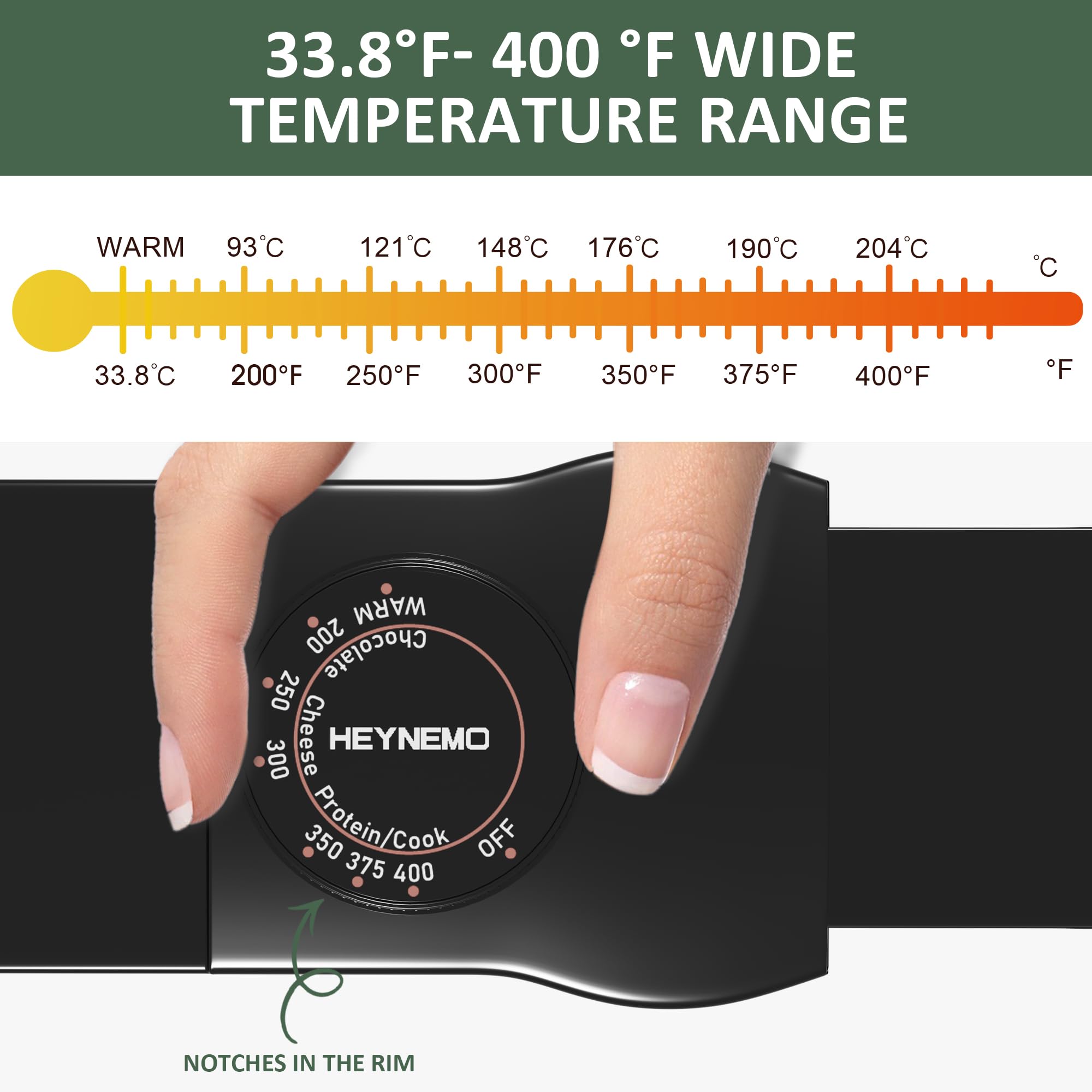 HEYNEMO non-stick inner surface for easy cleaning after dipping.