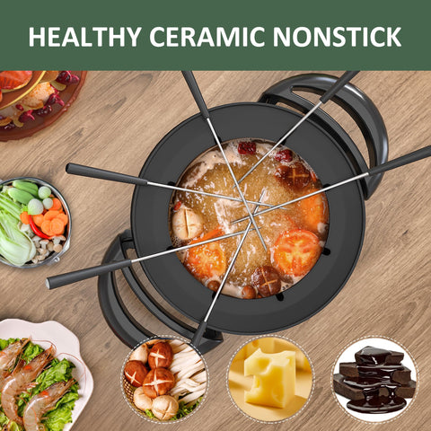 HEYNEMO rust resistant aluminum construction for durable fondue maker.