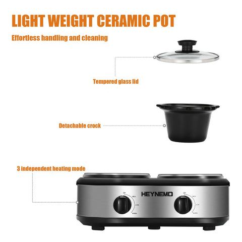 HEYNEMO three cooking settings cover simmer, cook, and warm.