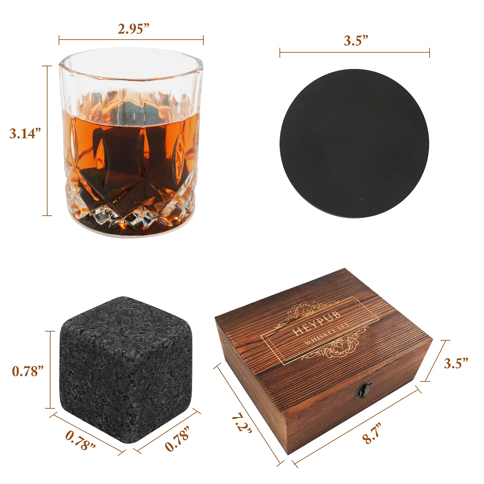 HEYPUB eight granite chilling rocks maintaining cool, clean flavor without dilution.