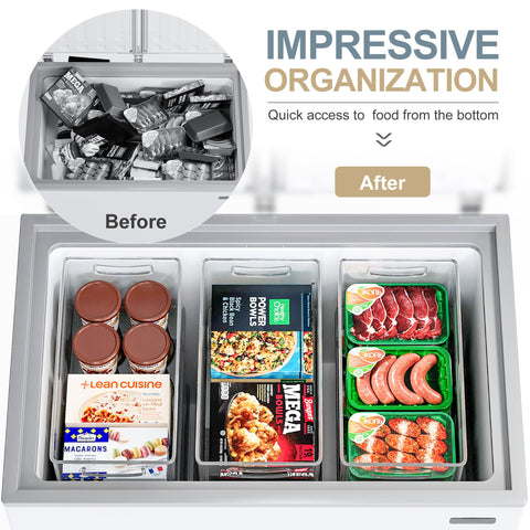 Heyuzb extra-large freezer bin designed for deep storage in the freezer.