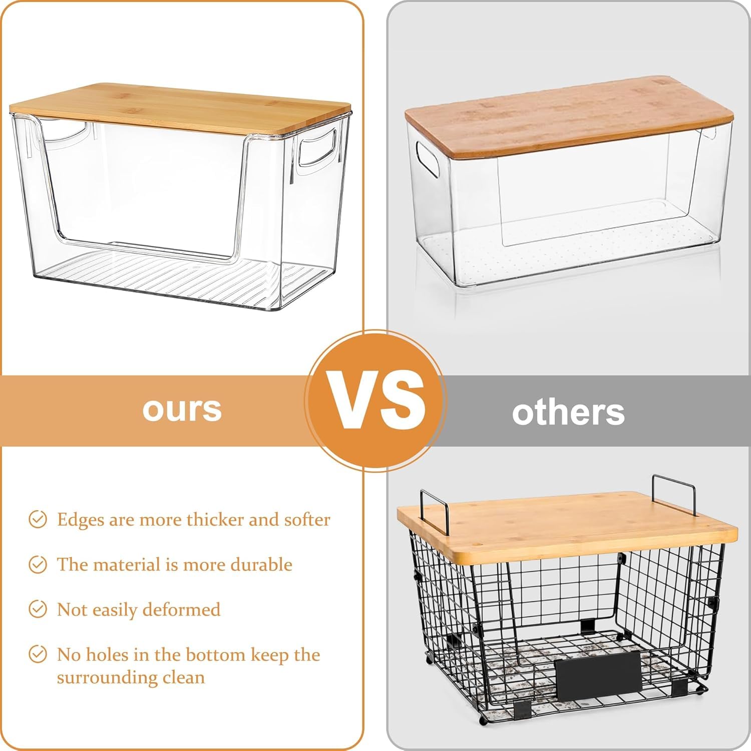 Heyuzb countertop kitchen setup with cans and jars in stackable bins