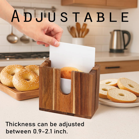 HeywoodCabin bagel slicer features angled slot to reduce blade slippage during prep.
