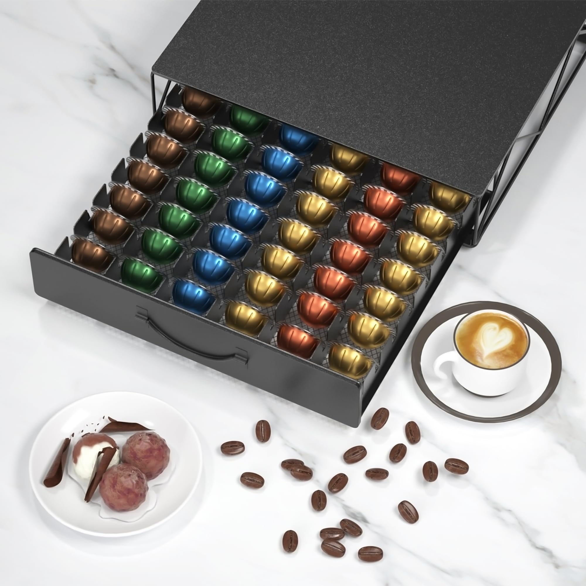 HFHOME drawer slide with anti-derail track keeps cups secure.