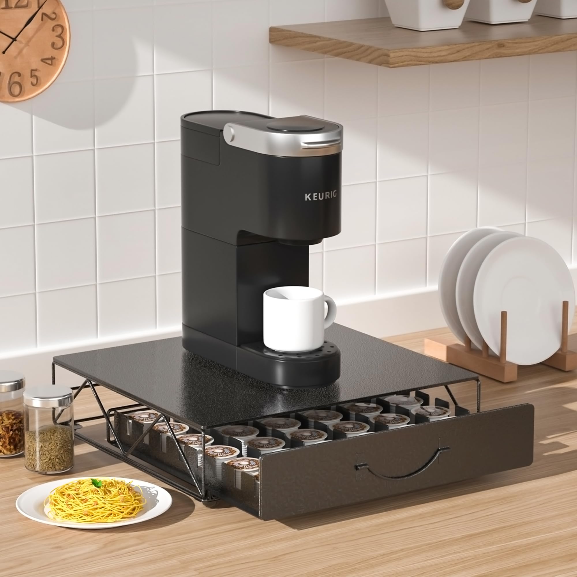 HFHOME compact dimensions fit small counters while holding pods.