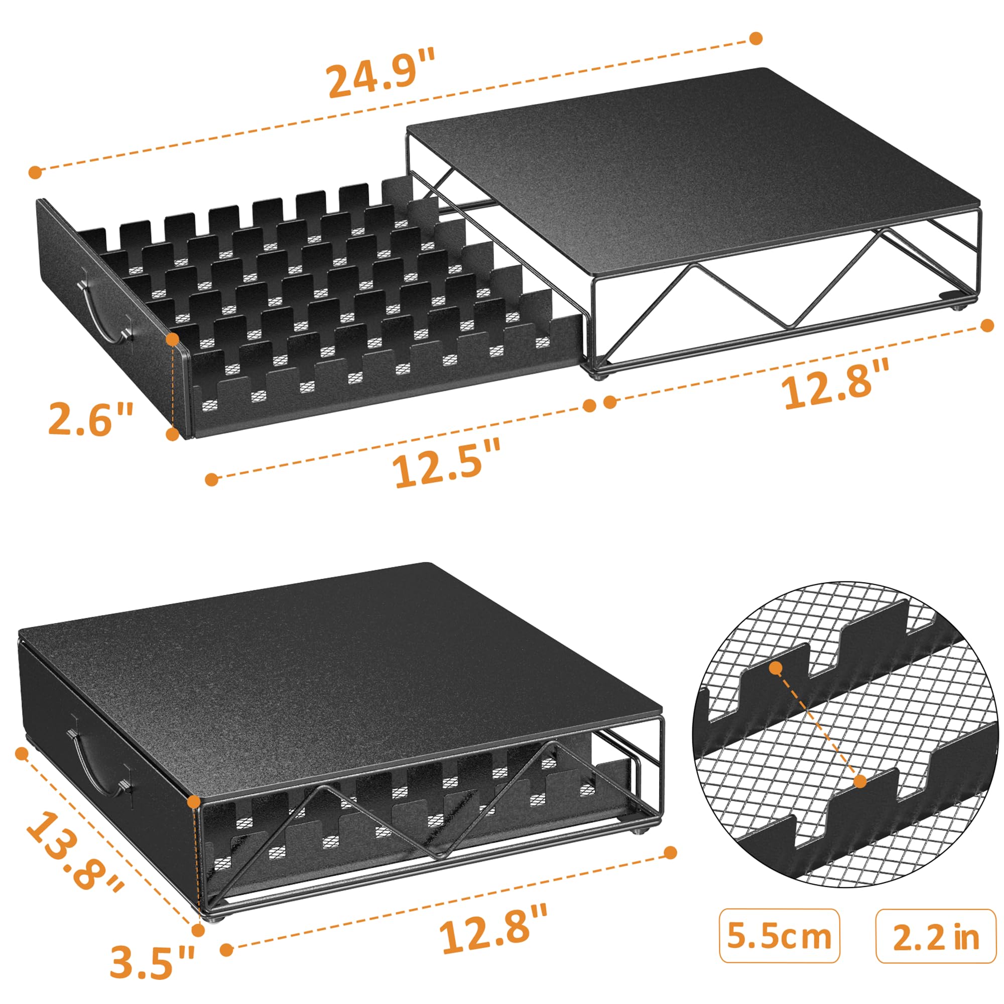 HFHOME metal construction with black powder coat adds durable, stylish storage.