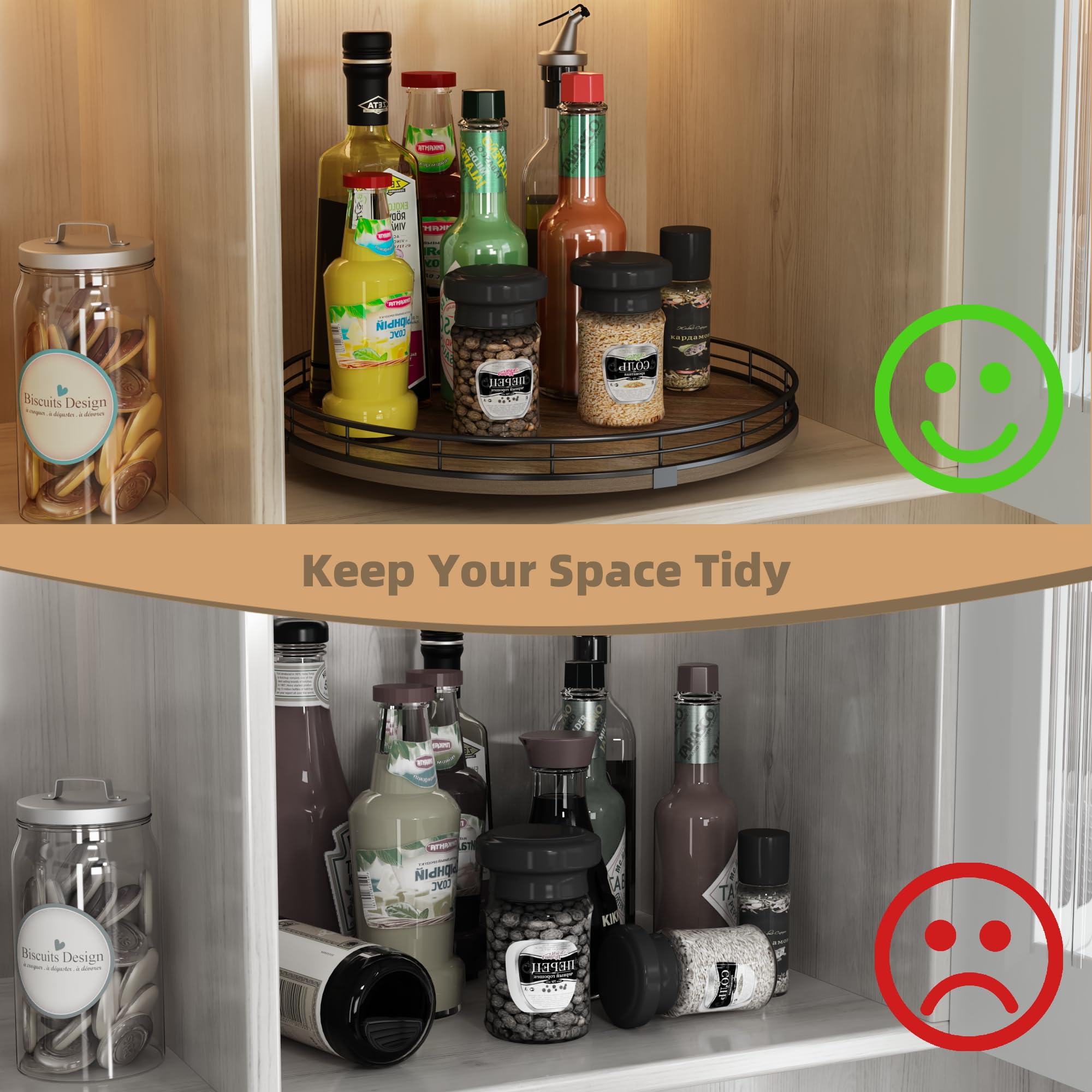 HGF Handmade wood organizer adds natural texture to shelves.
