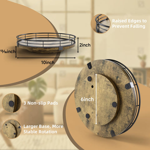 HGF Lazy Susan side view showing raised edge and rustic texture.