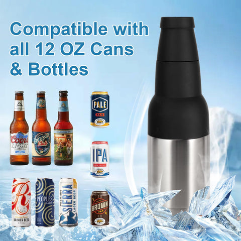 Hgkeke double-walled stainless steel insulator preserves beverage temperature outdoors.