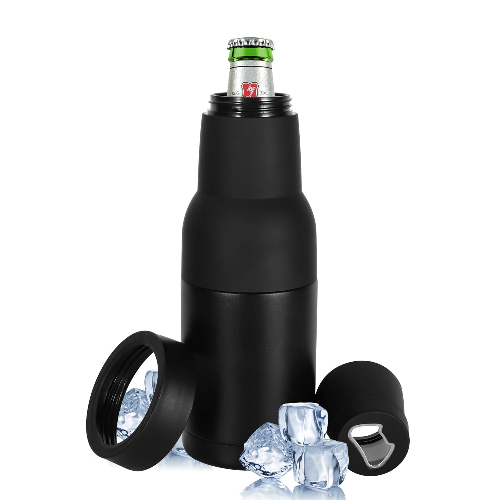 Hgkeke Frosty beer holder keeps 12oz cans and bottles cold for easy sipping.