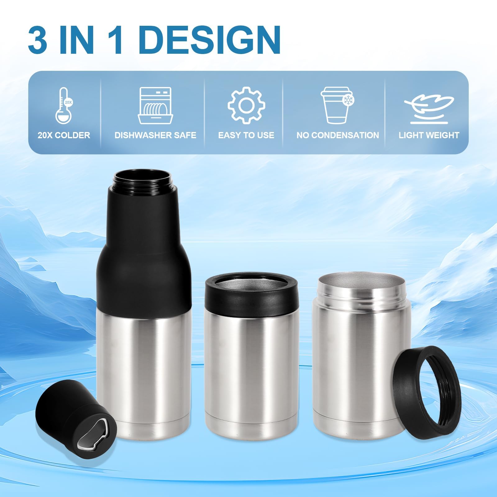 Vacuum insulation maintains cool drinks for hours with Hgkeke.