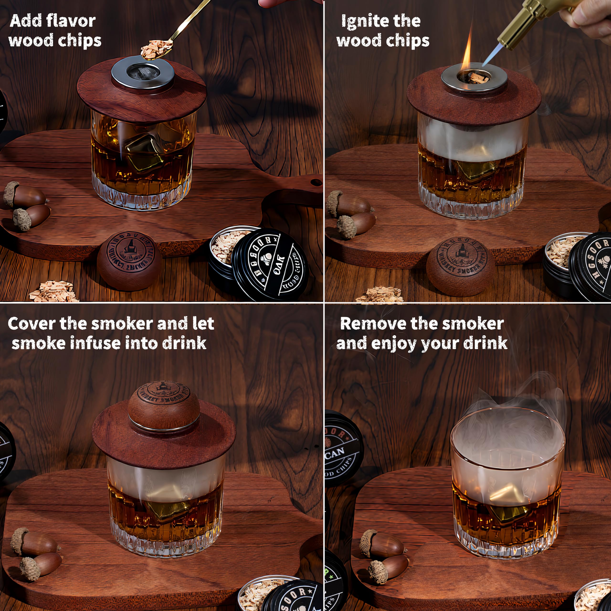 Hgsoor bourbon smoker kit in gift box for gifting.