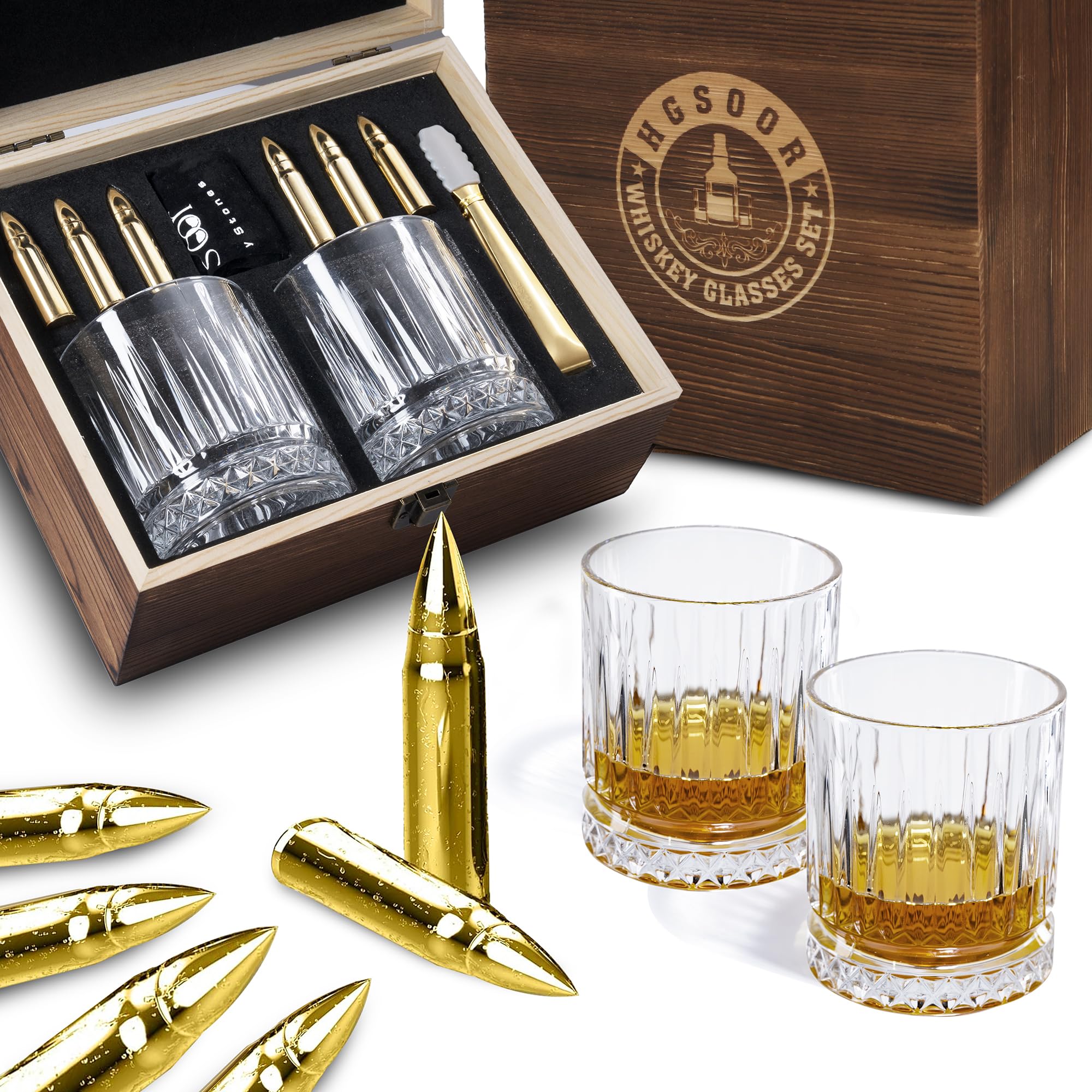 Hgsoor whiskey glasses set with lead-free tumblers for elegant at-home tastings.