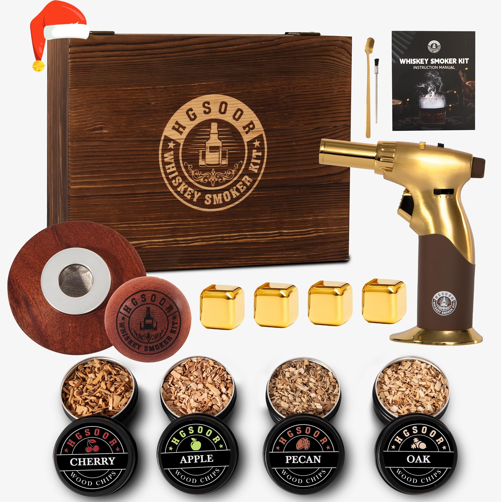 Hgsoor whiskey smoker kit torch ready to flame-infuse cocktails.