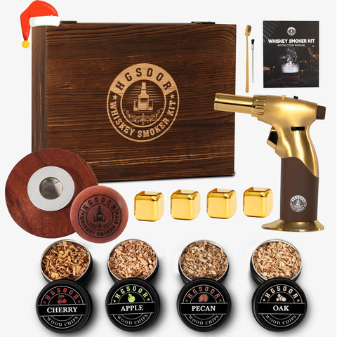 Hgsoor whiskey smoker kit torch ready to flame-infuse cocktails.