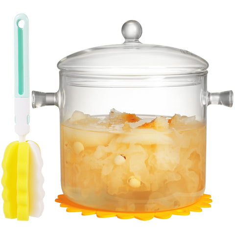 HHMJSM clear glass simmer pot with lid for easy monitoring while cooking