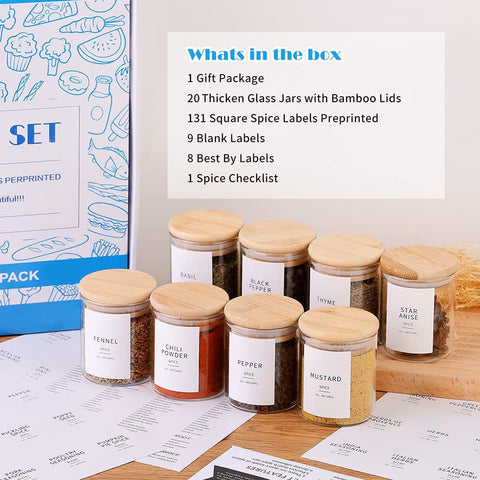 HHMJSM thick-glass spice jars built for durable kitchen storage.