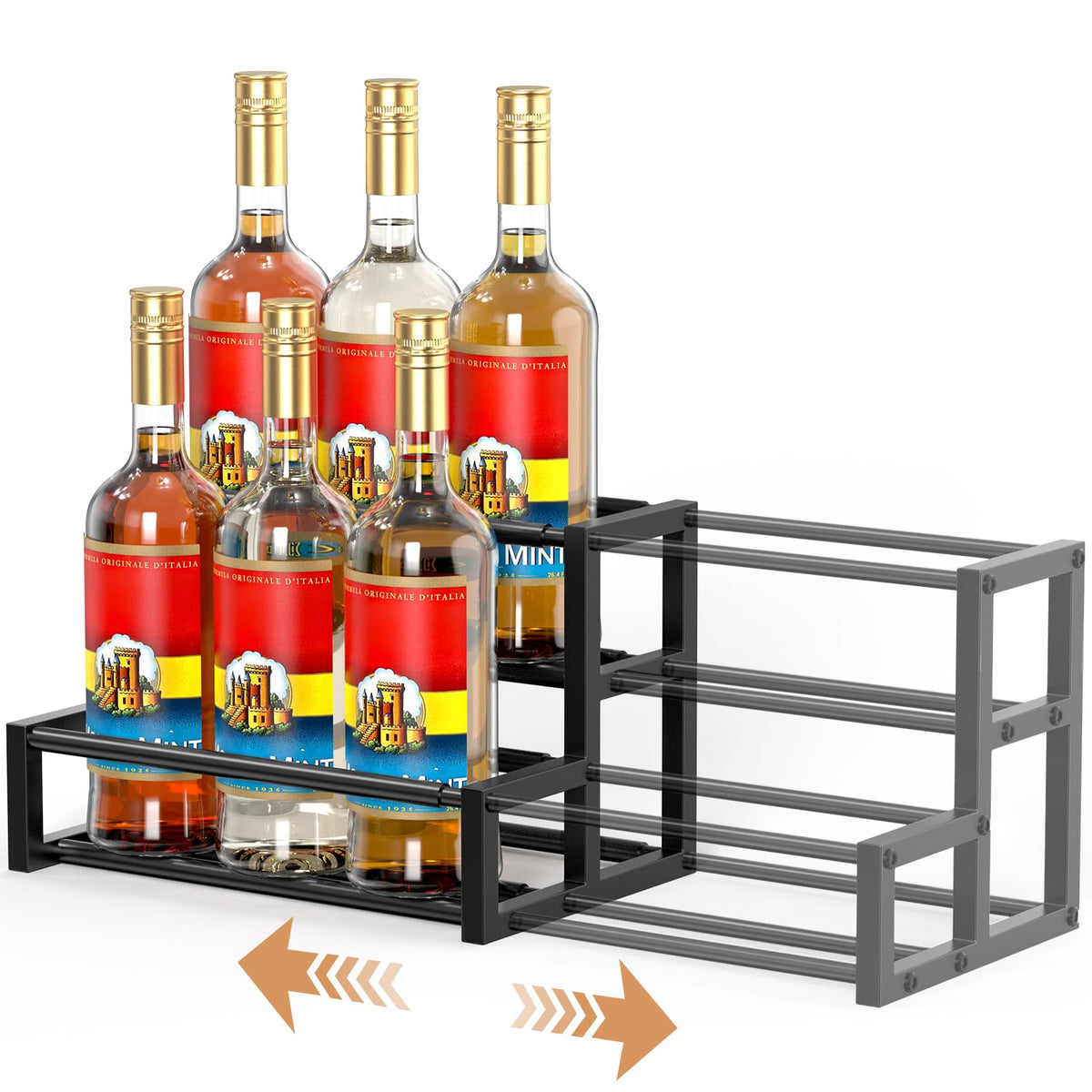 HHOKEM expandable syrup organizer side view shows space-saving design for a busy coffee bar.