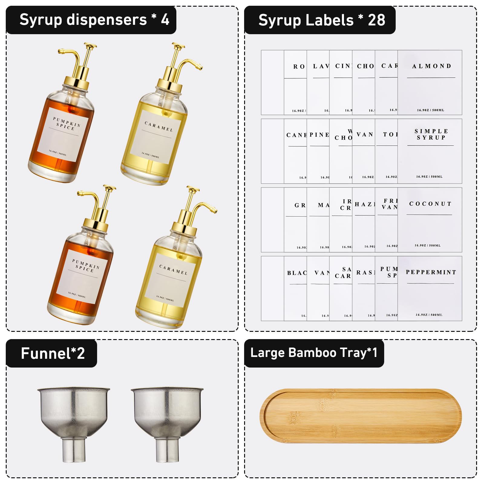 HHSME durable glass bottles hold 500 ml for generous servings.