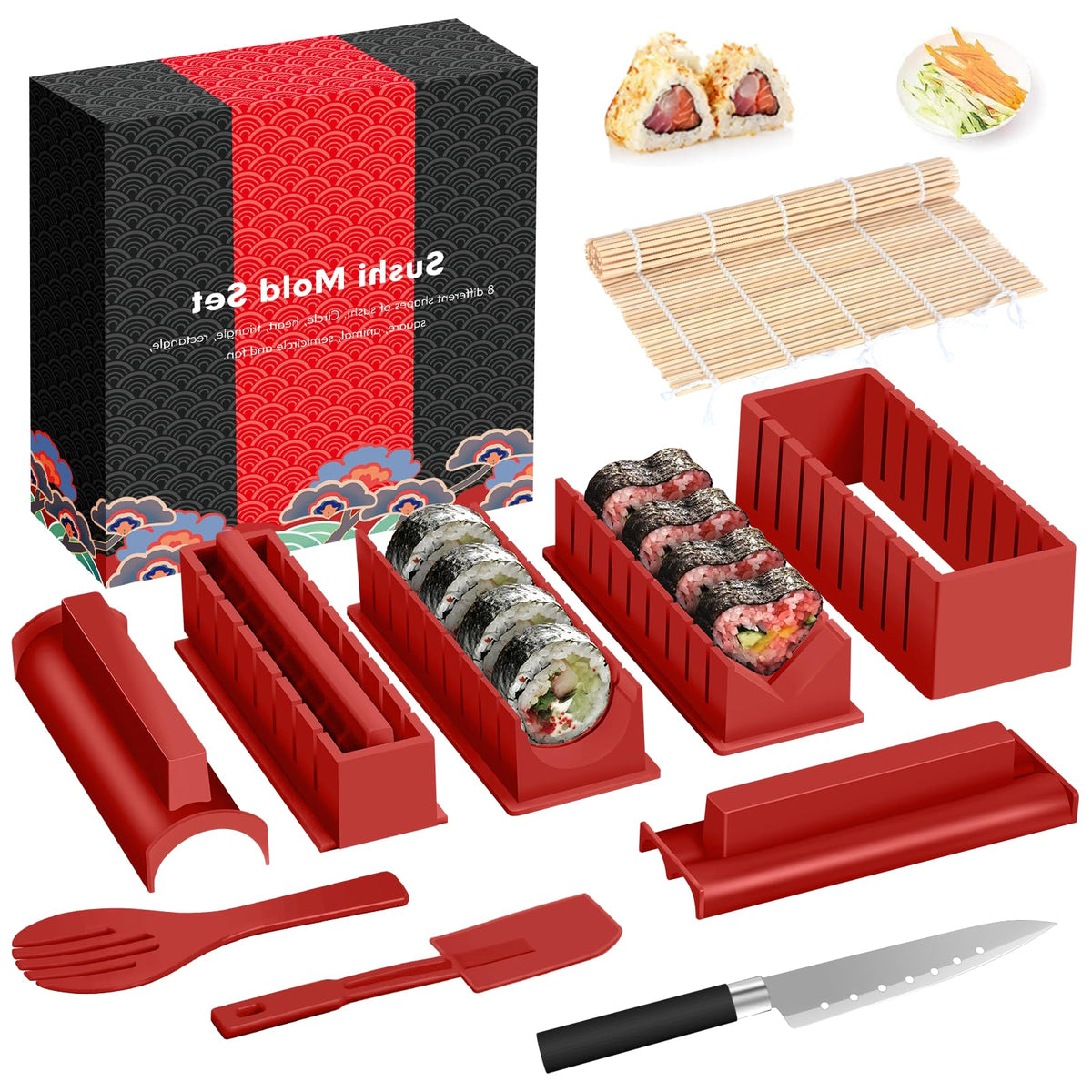 HI NINGER sushi kit deluxe with 11 molds for creative shapes