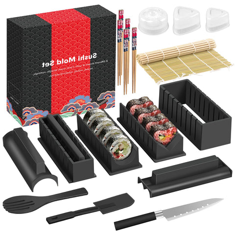 Hi Ninger sushi kit deluxe edition components laid out for an easy DIY sushi night.