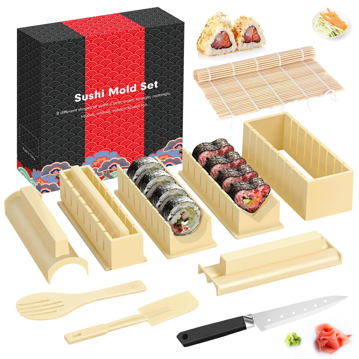 HI NINGER heart mold for sushi shapes, ideal for kid-friendly meals.