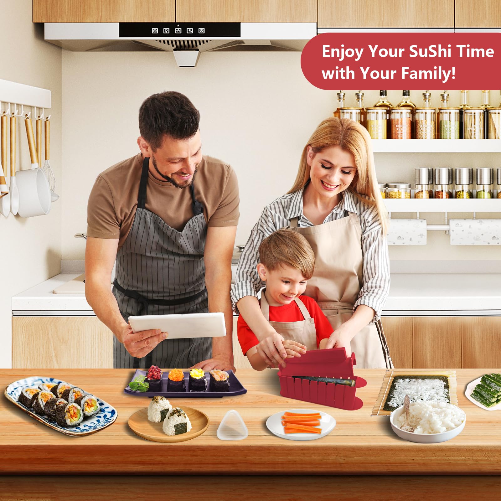 HI NINGER Sushi Maker Set sharp knife and tools ready for prep