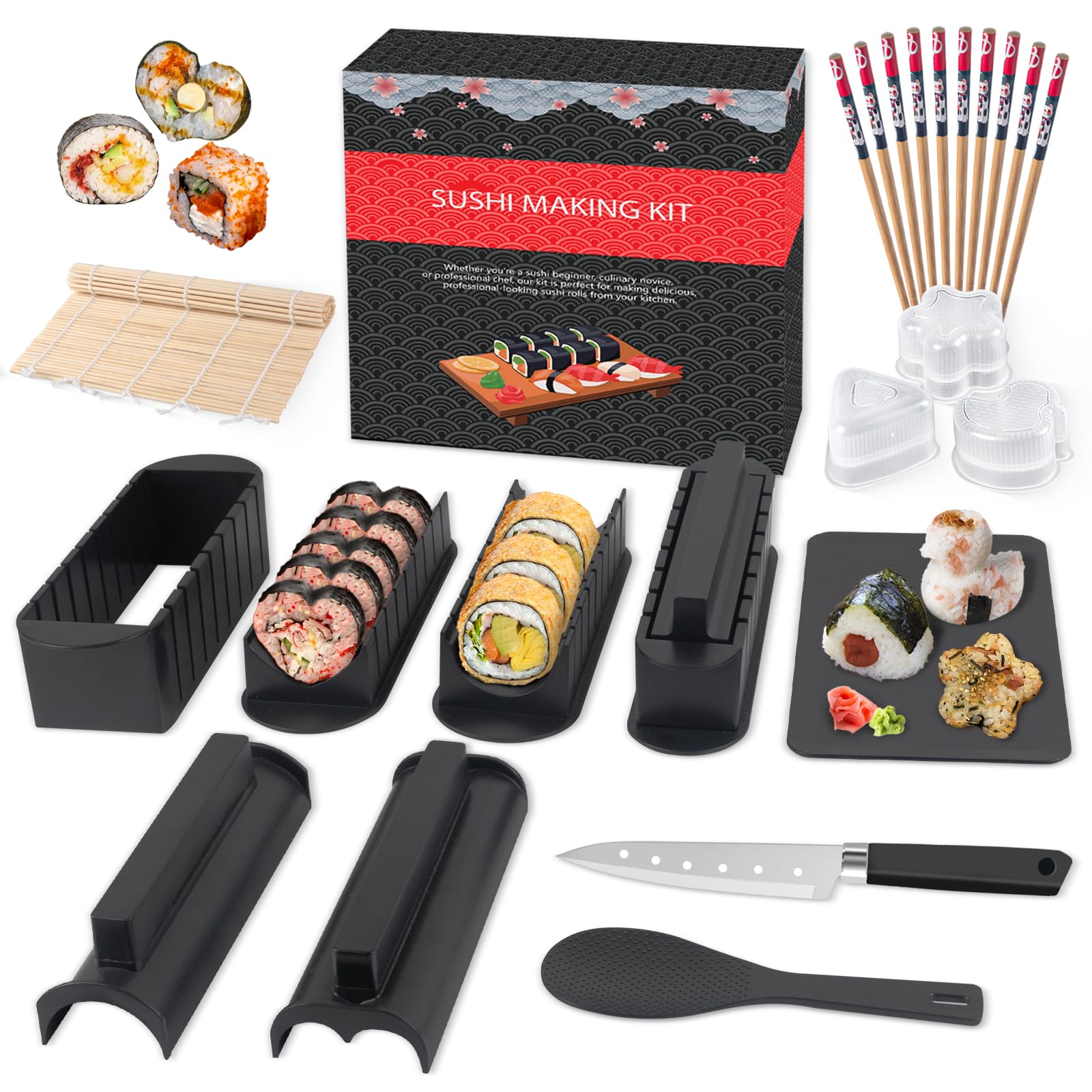 HI NINGER sushi maker set with eight shapes for fun, beginner-friendly sushi creation.